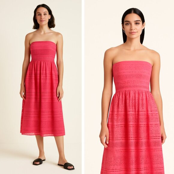 J. Crew Collection Bright Dahlia Floral Lace Strapless Dress Pink Size 2 - Picture 7 of 7